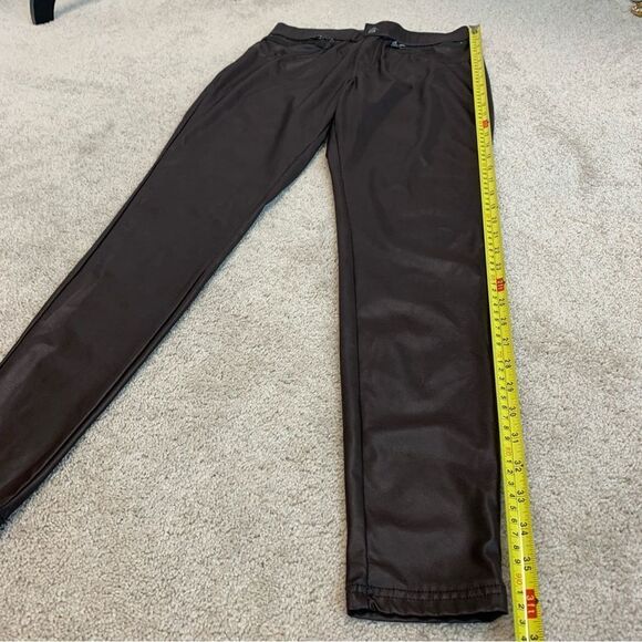 HUE dark chocolate brown faux leather zipper detail leggings Sz S - Picture 8 of 9